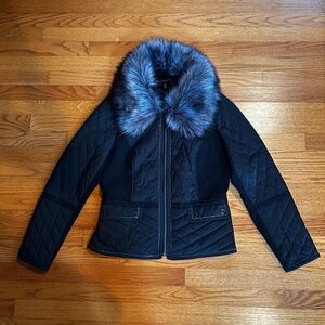 White House Black Market Puffer Jacket with Removable Faux Fur Collar